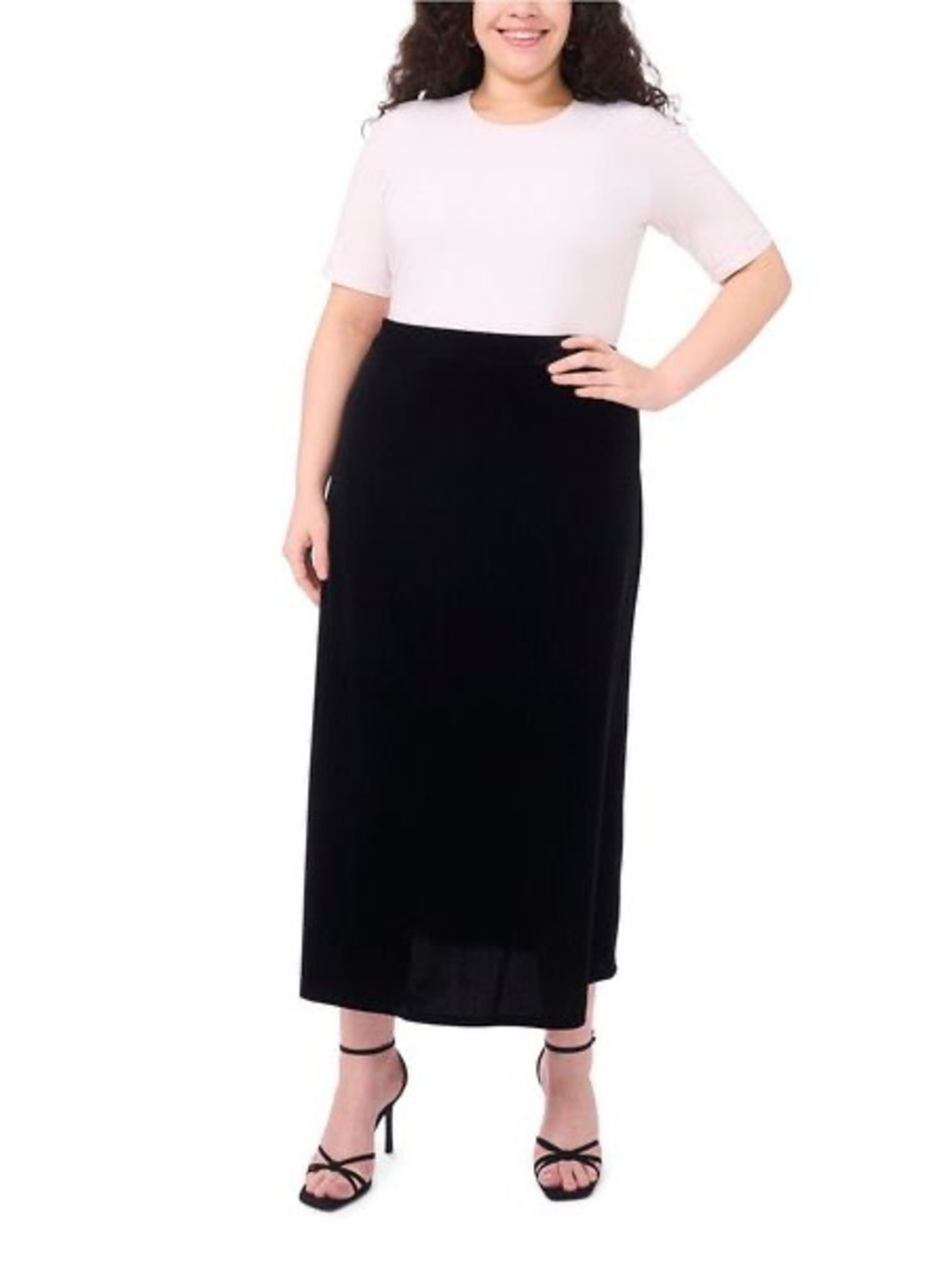 Vince Camuto Ruched Velvet Midi
Skirt in Rich Black
